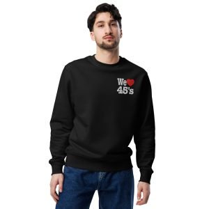 We Love 45s Original Logo Embroidered Eco Sweatshirt – Black